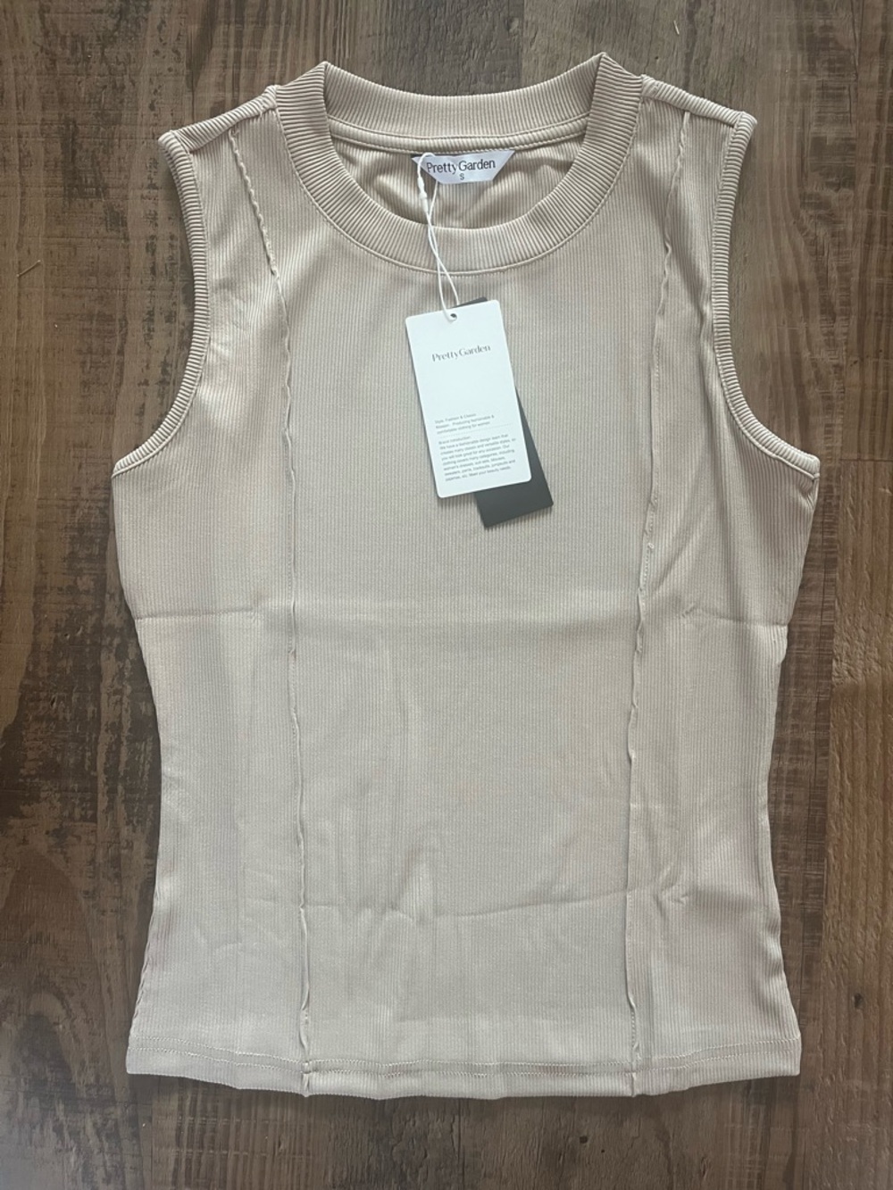 Pretty Garden Ribbed Sleeveless Tank in Light Cream